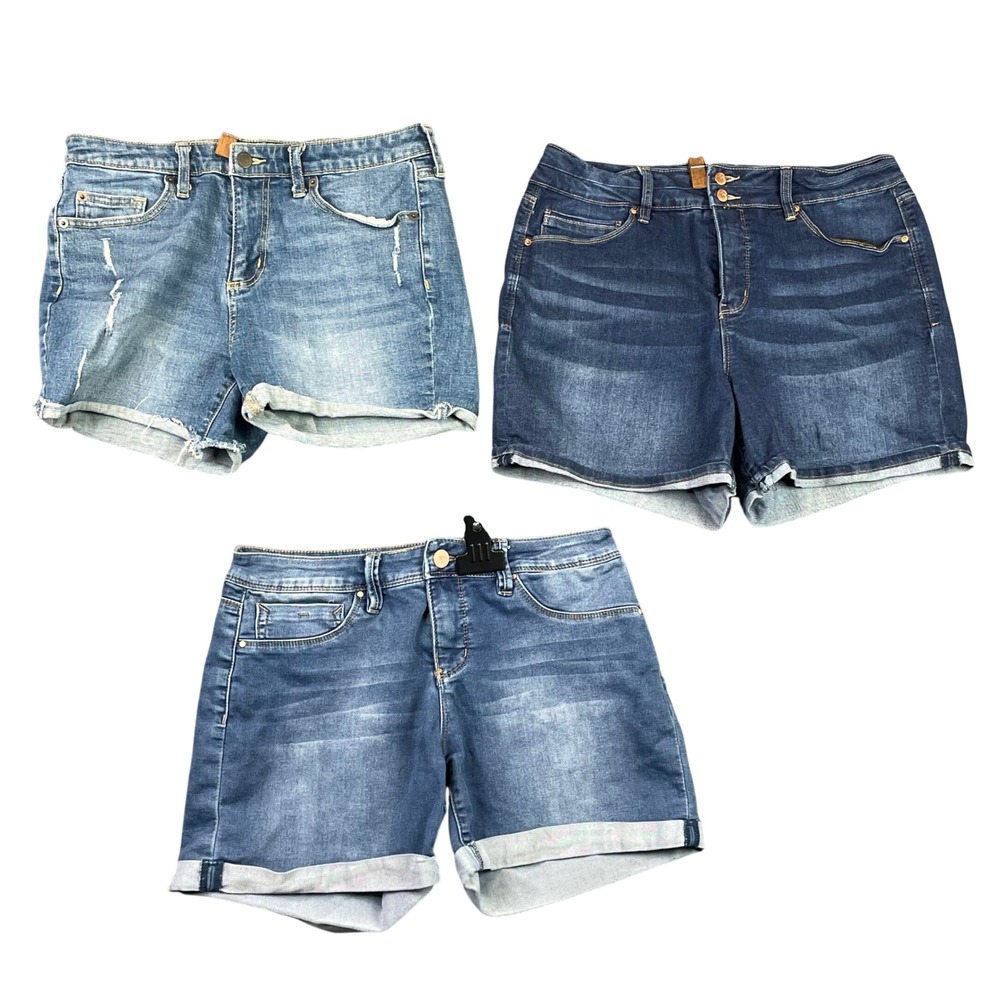 Mixed Brand Denim Shorts Bundle Women Size 8 Blue Jean Lot Distressed Cuffed 3pk